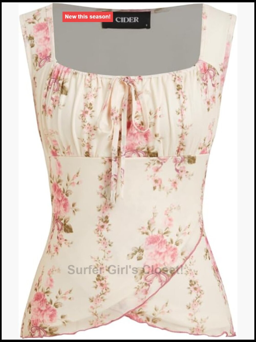 Womens Sleeveless Wrap Tank Top Floral Peplum Square Neck Tie Front Summer Top